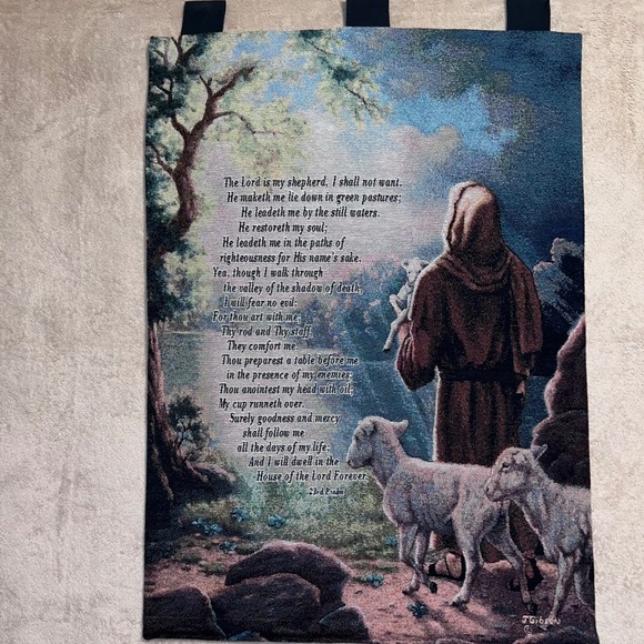 Manual Woodworkers & Weavers Other - Psalm 23 The LORD is my shepherd scripture. Tapestry Wall Hanging,